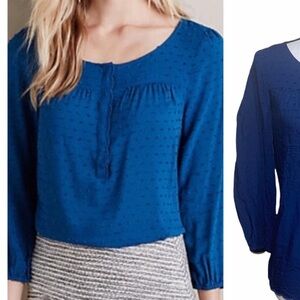 Maeve Royal Blue Blouse Swiss dot size 10